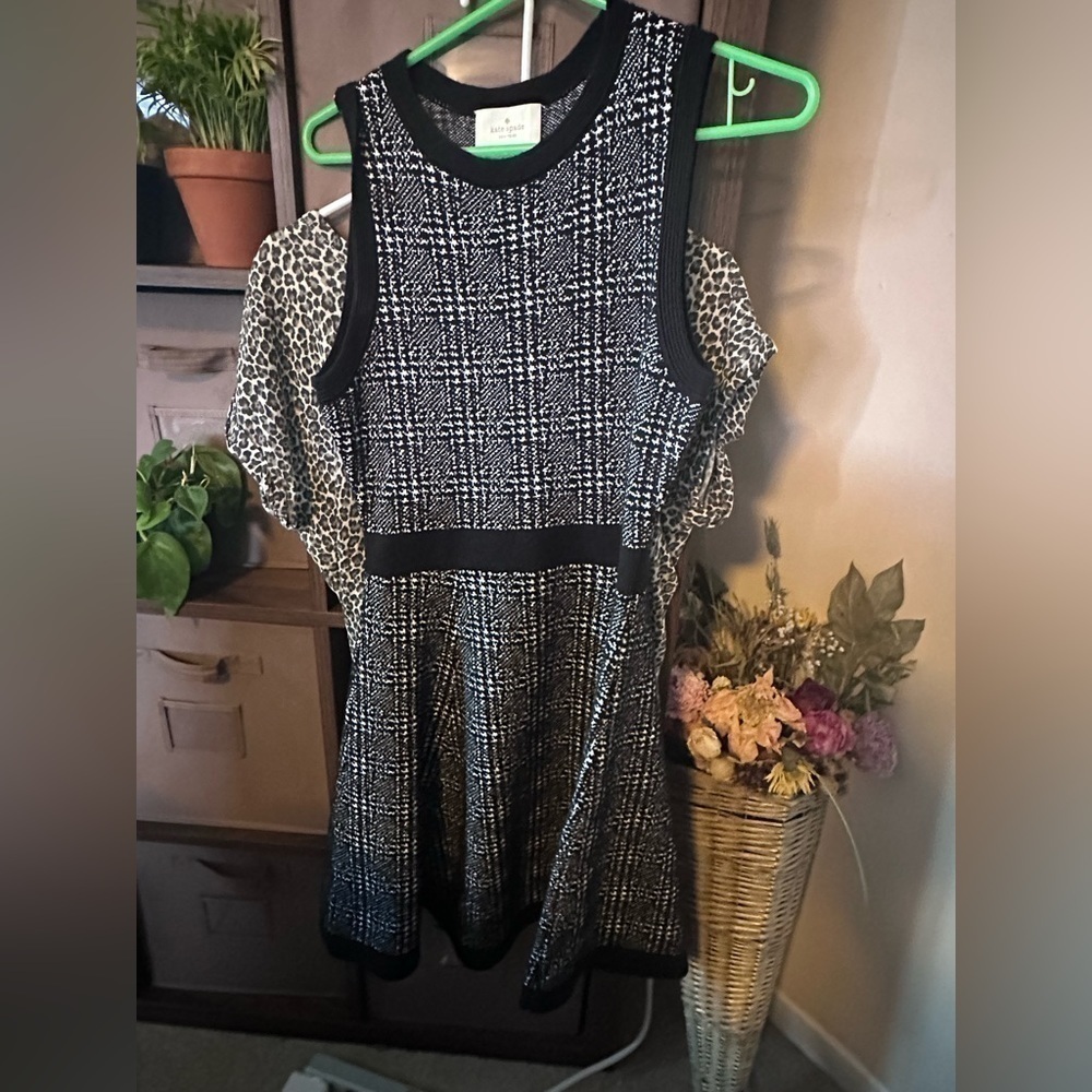 Kate Spade Houndstooth Plaid Sweater Dress Size Small - Picture 4 of 12